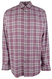 Men's Comfort Stretch Fit Plaid Long Sleeve Shirt W XL Wine