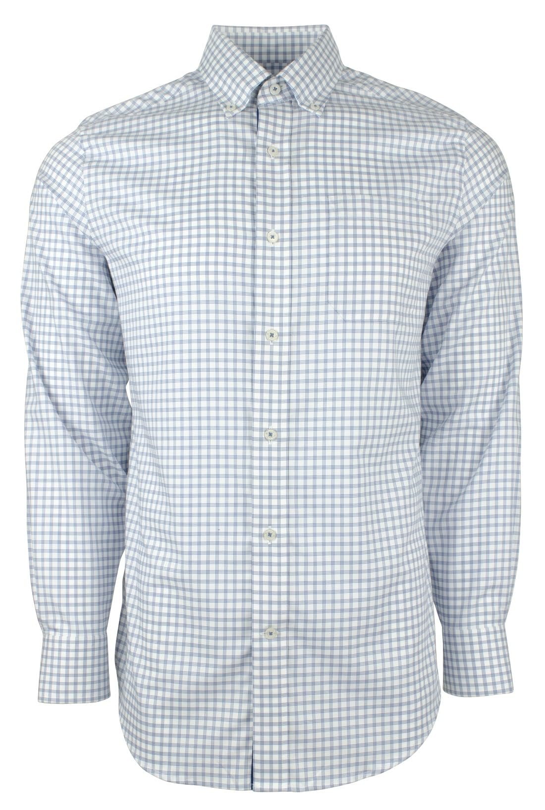 Men's Plaid Button Down Long Sleeve Shirt-DB-S Dutch Blue