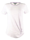 Lauren Ralph Lauren Womens Daharlyn Striped Side Tie T-Shirt White L