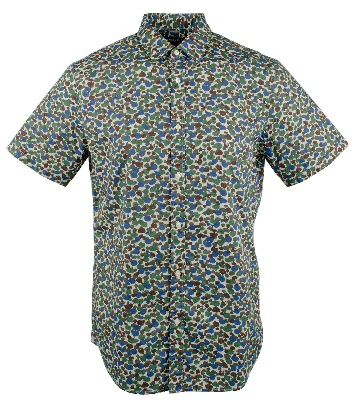 Michael Kors Mens Slim Fit Camo Button Down Shirt Green XL