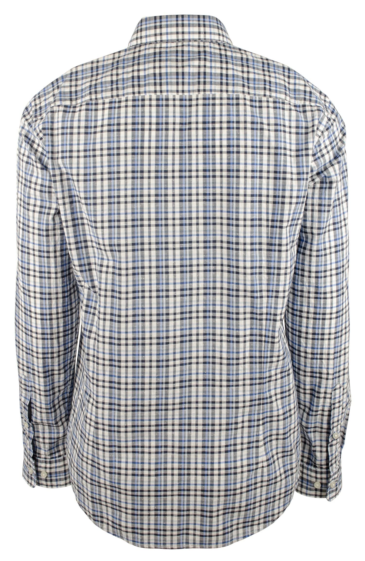 Hugo Boss Men's Rod Plaid Slim Fit Long Sleeves Shirt-MB-Large Medium Blue