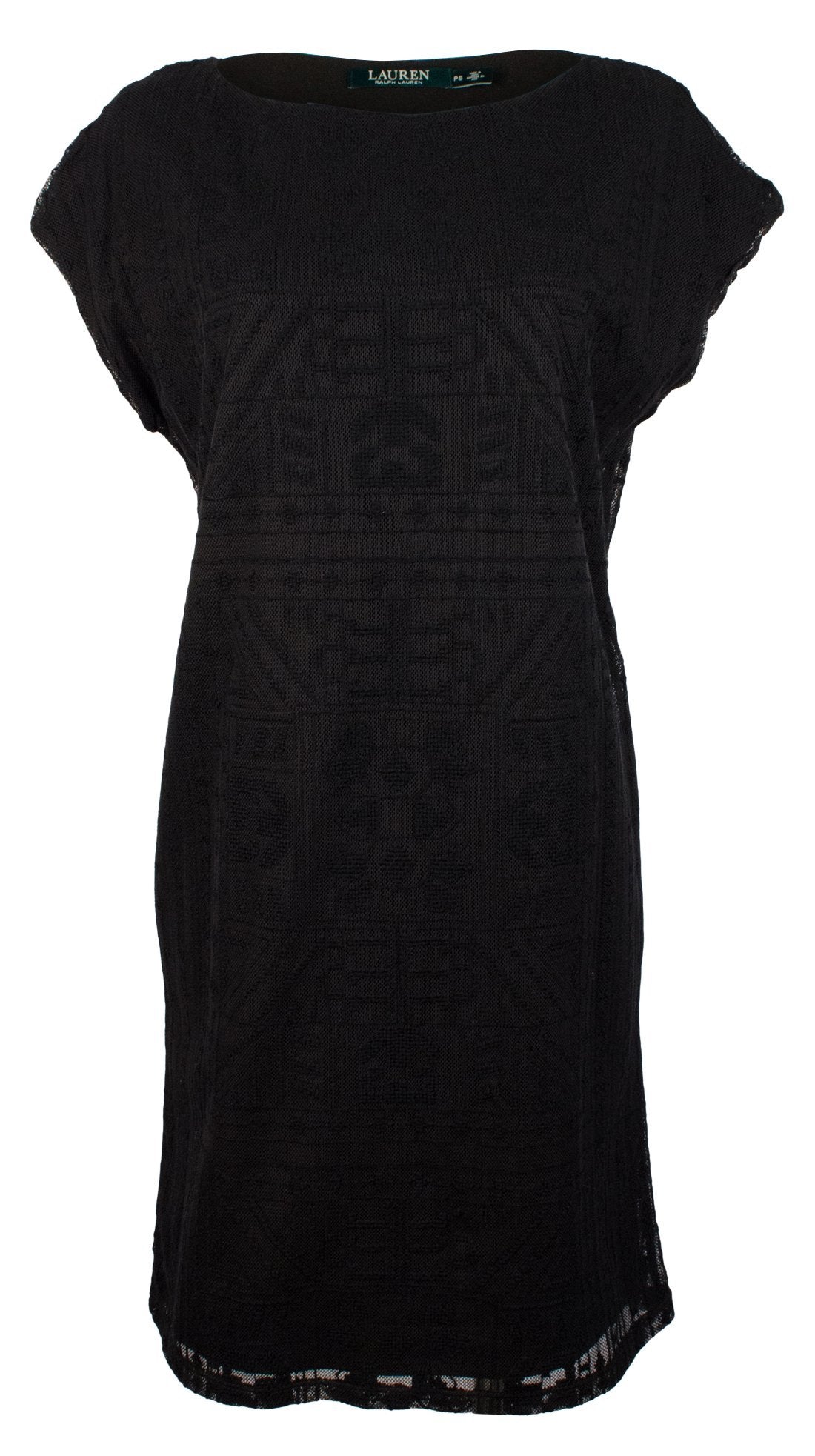 Lauren Ralph Lauren Petite Vasendra Embroidered Tulle Dress-BLACK-Petite Small
