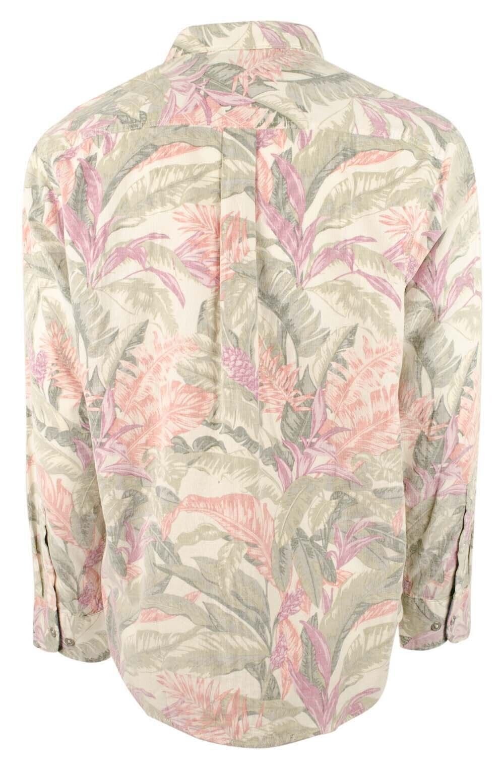Tommy Bahama Men's Coastline Cord Lush Vines Long Sleeve Corduroy Shirts Tropical Peach