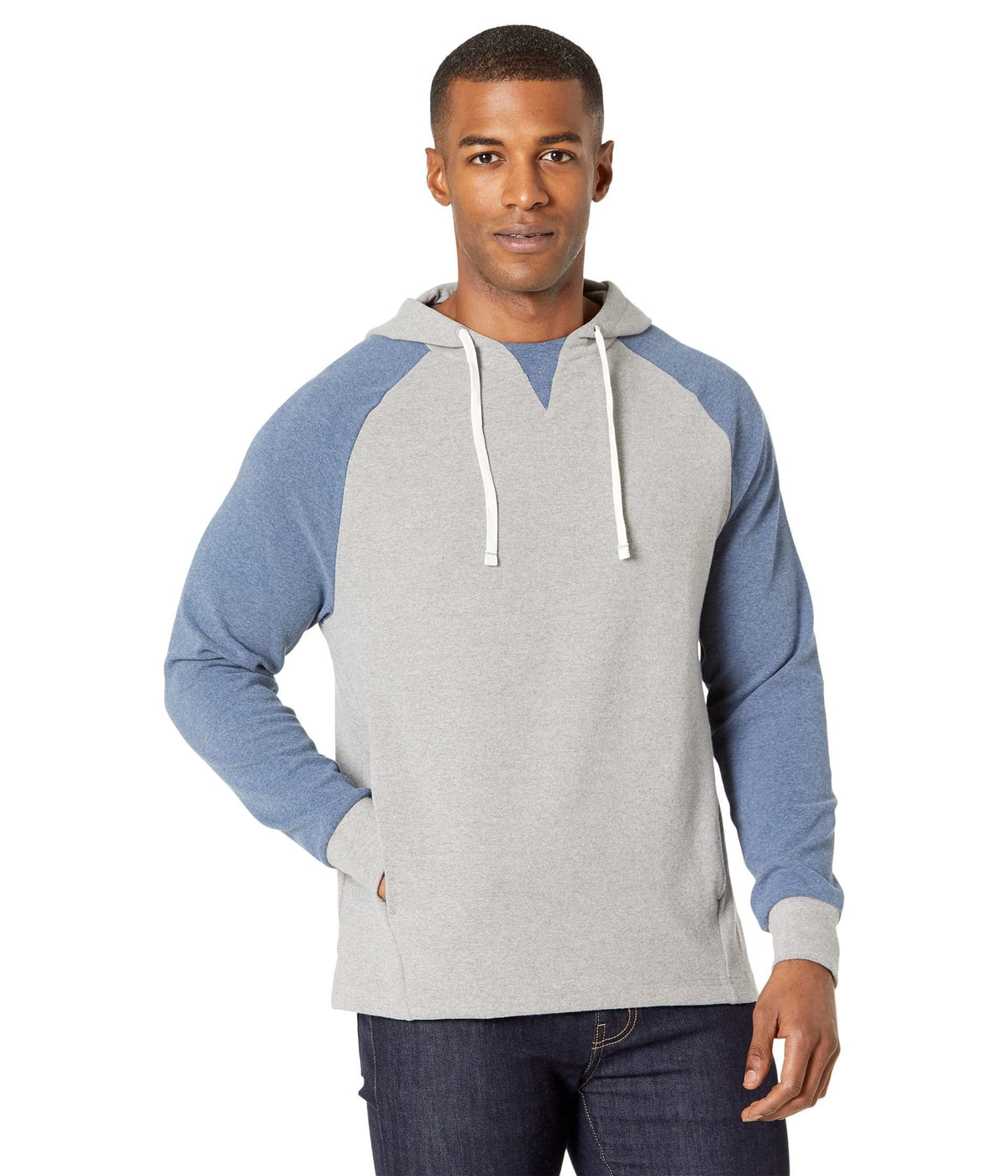 Southern Tide Men's Ryker Heather Blocked Hoodie Heather Quarry Medium