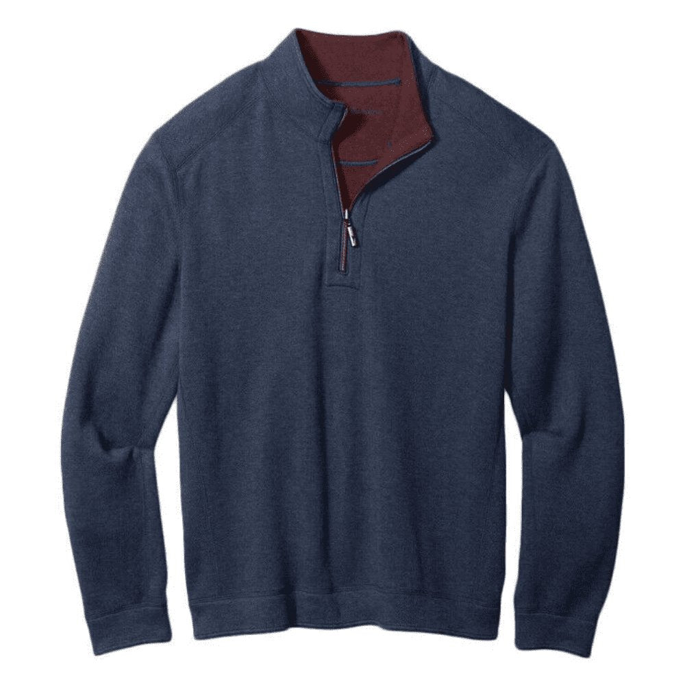 Tommy Bahama New Flipsider Reversible Half-Zip Sweater Island Navy Heather, M