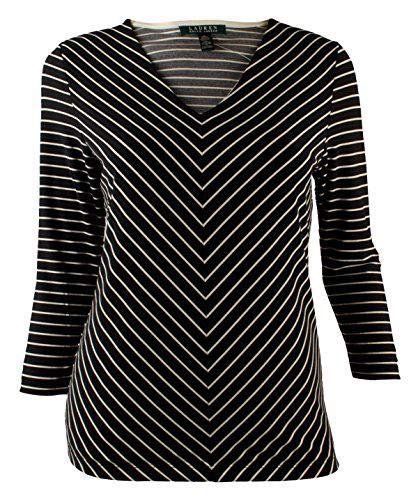Ralph Lauren Women's V Neck Chevron Print Top