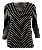 Ralph Lauren Women's V Neck Chevron Print Top
