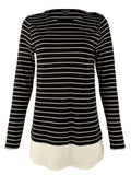 Lauren Ralph Lauren Women's Petite Striped Contrasting Underlayer Top