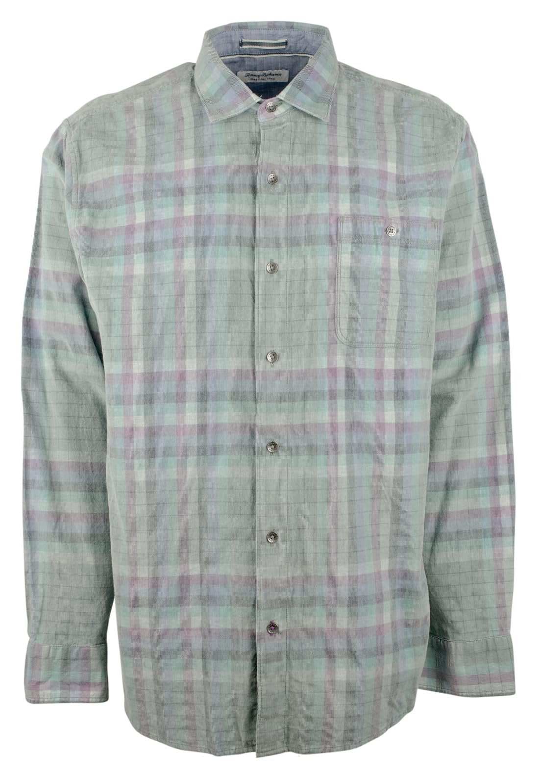 Tommy Bahama Men's Big & Tall Coastline Corduroy Verde Plaid Shirt Trout 3XB