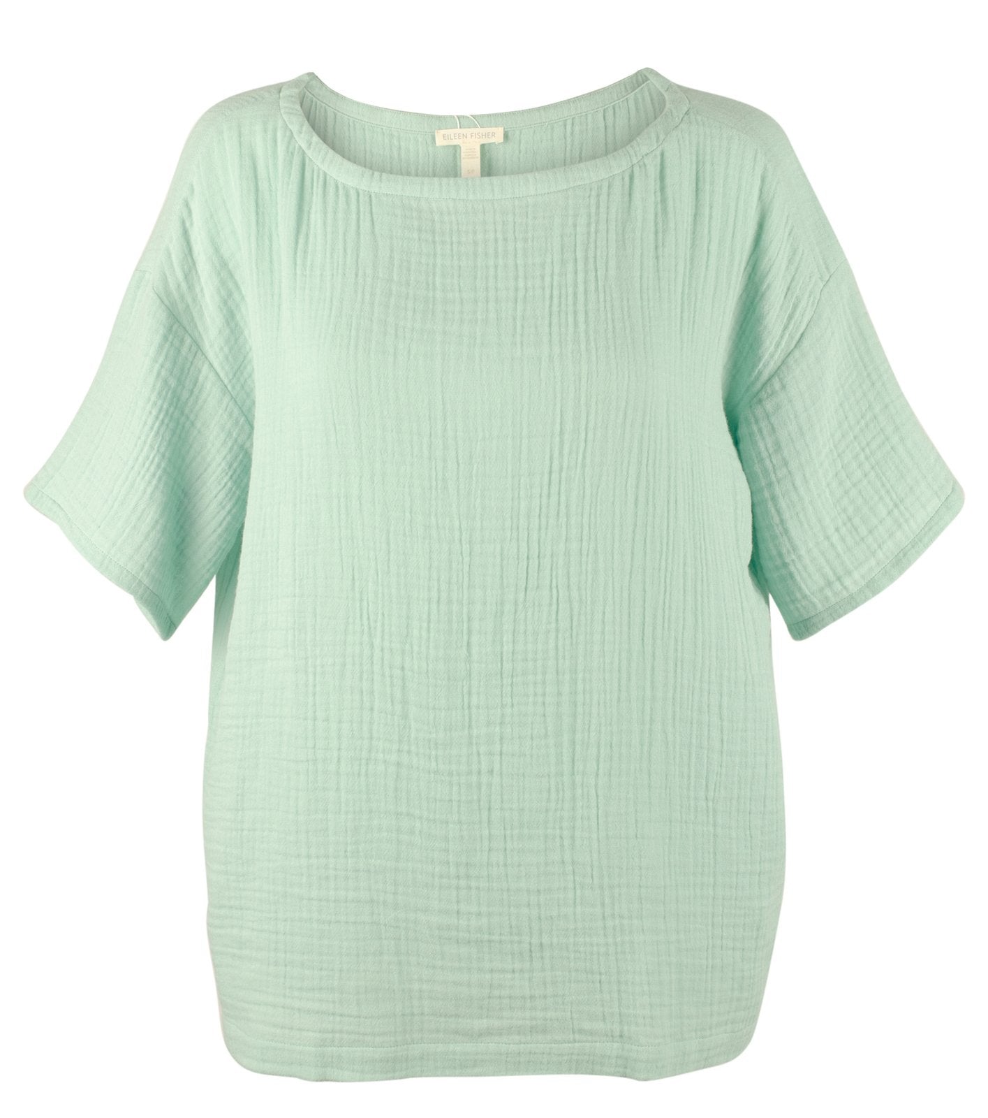 Eileen Fisher Women's Organic Cotton Lofty Gauze Bateau Neck Boxy Top