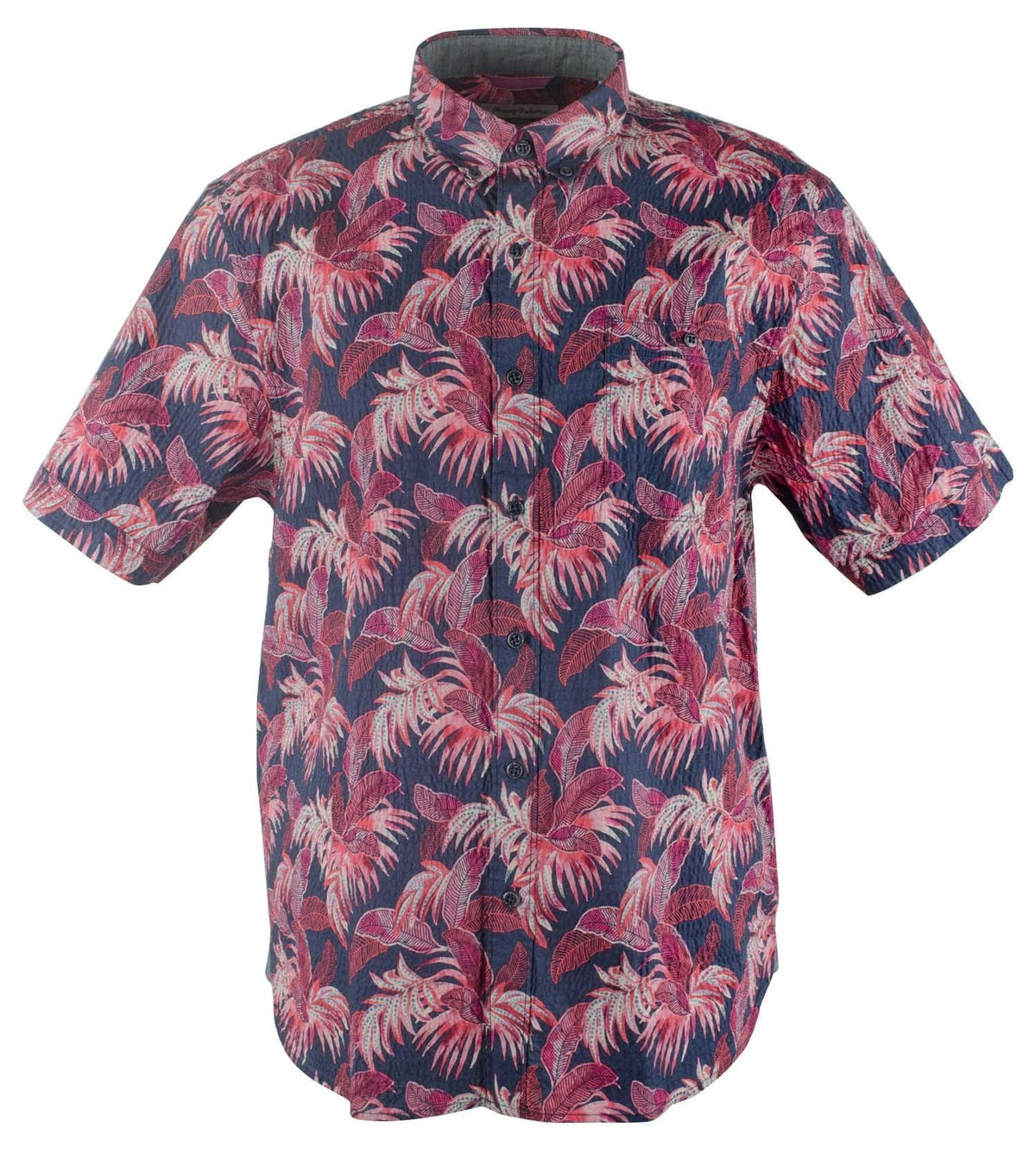 Tommy Bahama Men's Fenua Fronds Short Sleeve Camp Shirt Ocean Deep Small