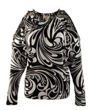 Women's Paisley Double Strap Cold Shoulder Shirt Top Black Multi