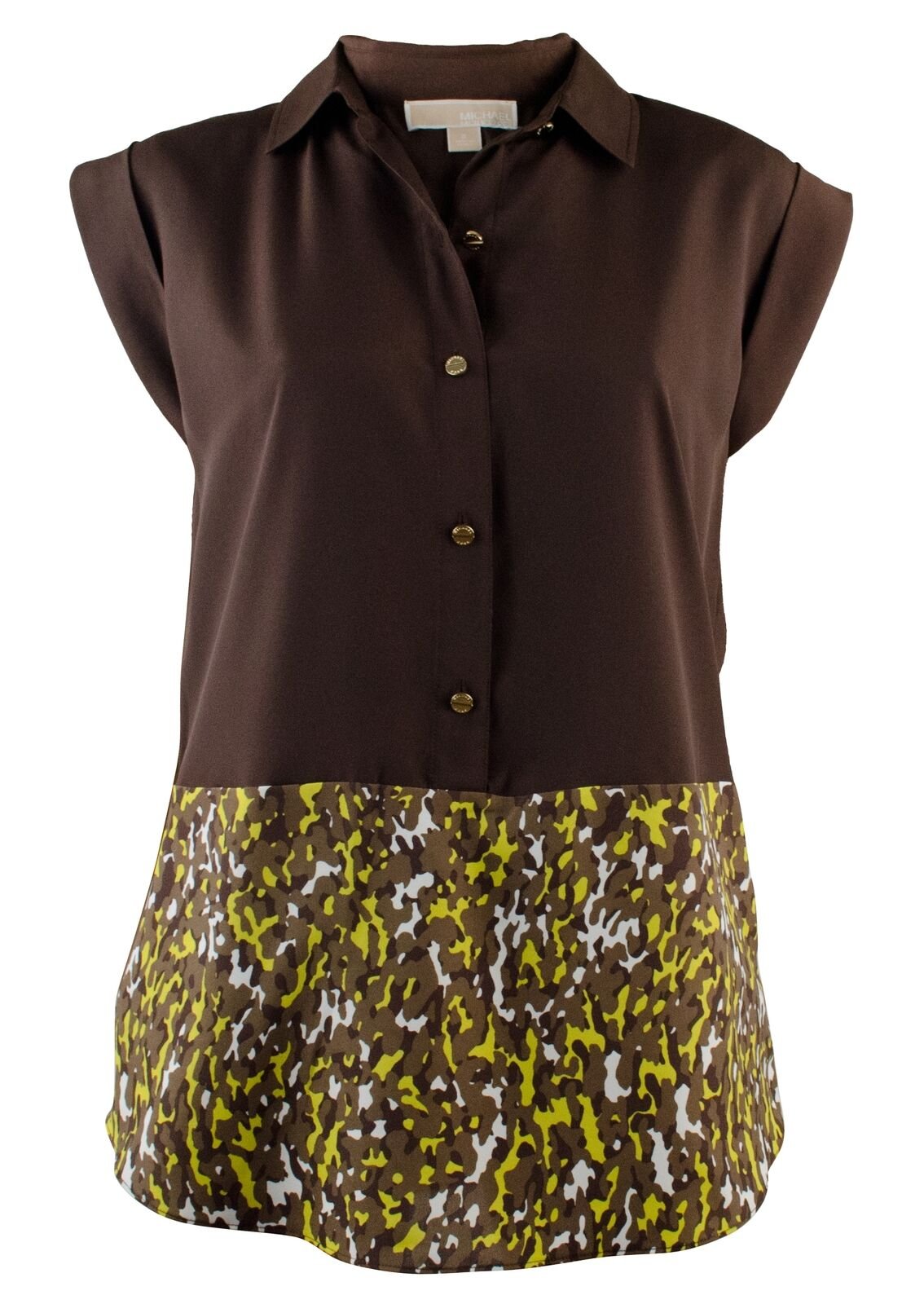 Michael Kors Women's Colorblock Print Blouse Top ALW L