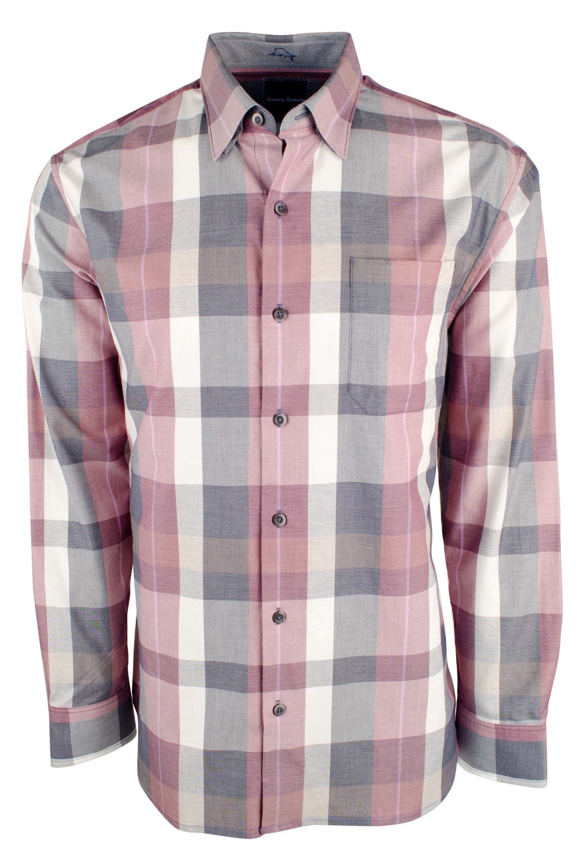 Camisas de manga larga a cuadros Marabella de Tommy Bahama para hombre, color fucsia y rojo, talla pequeña