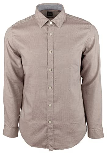 Hugo Boss Men's Lukas Regular Fit Long Sleeves Shirt Small Dark Red