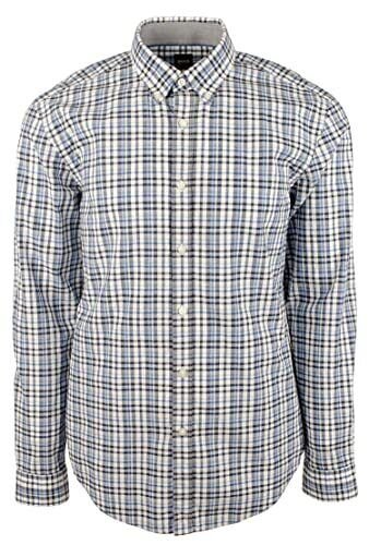 Hugo Boss Men's Rod Plaid Slim Fit Long Sleeves Shirt-MB-Large Medium Blue