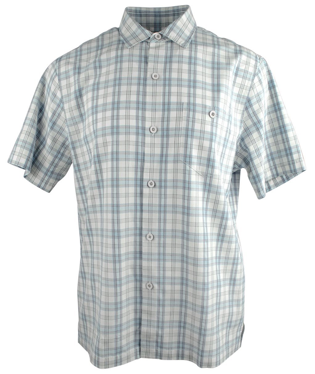 Men's Island Zone Check O Lada Silk Blend Camp Short Sleeve Shirt