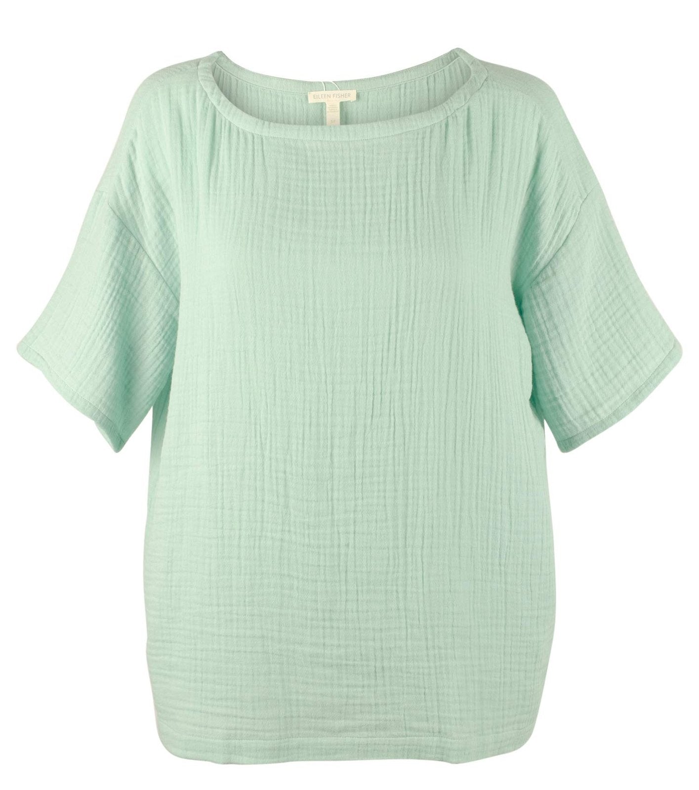Eileen Fisher Women's Organic Cotton Lofty Gauze Bateau Neck Boxy Top