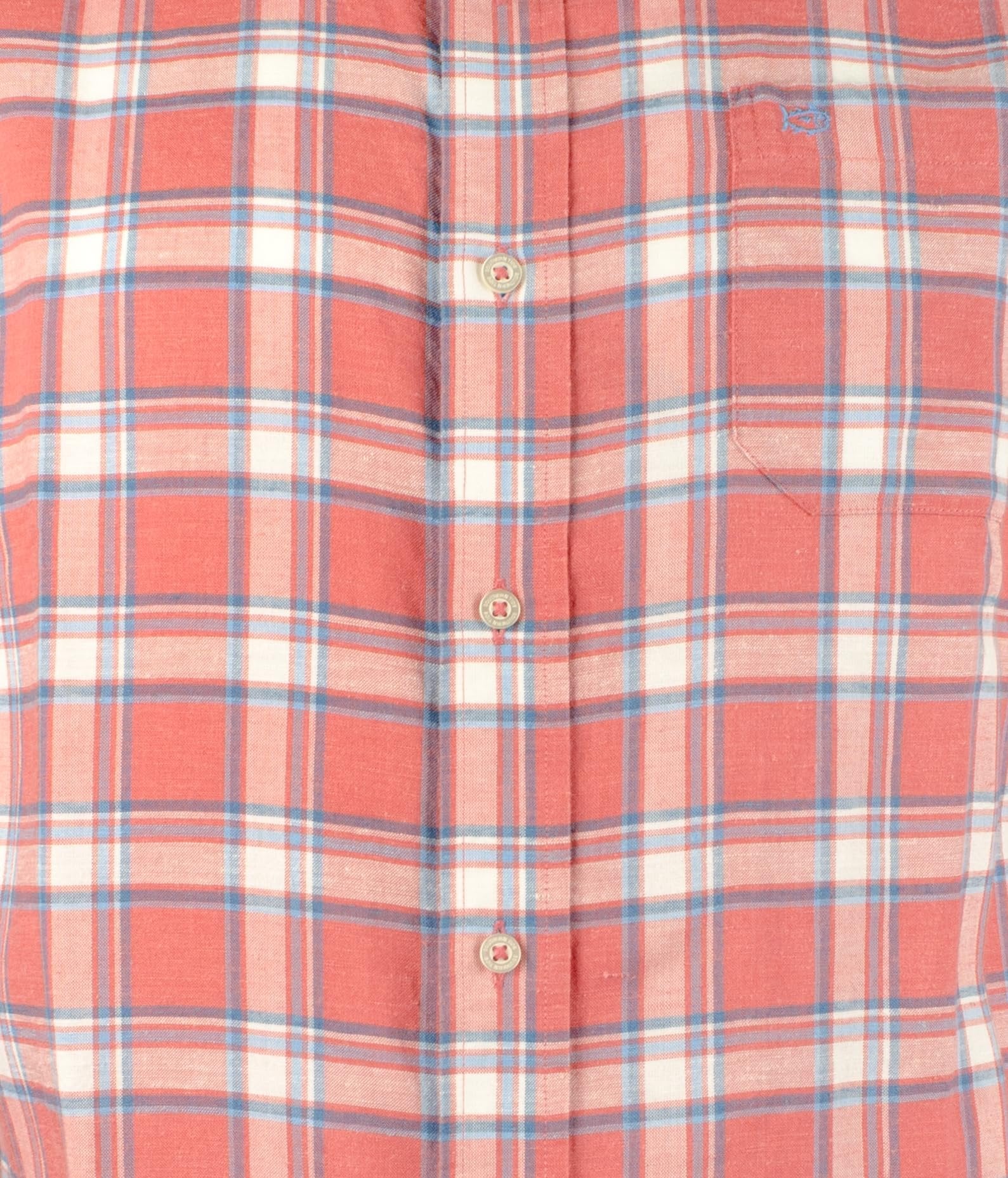 Men's Hemp Blend Headland Bayfront Plaid Sport Shirt MR Large Mineral Red
