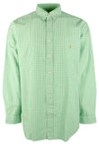 POLO RALPH LAUREN Men's Big & Tall Classic Fit Long Sleeve Gingham Oxford Shirt XLT Green/White