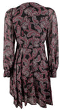 Michael Kors Women's Paisley Georgette Keyhole Neckline Dress Rp 14 Royal Pink