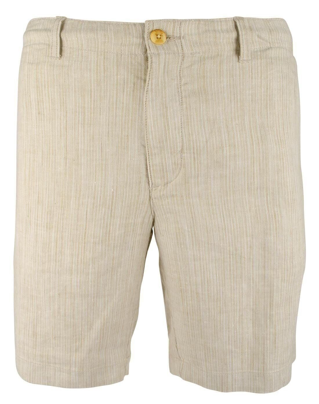 Tommy Bahama Men's Harbor Herringbone Stretch Linen 10" Inseam Short (Stone Khaki, Small)