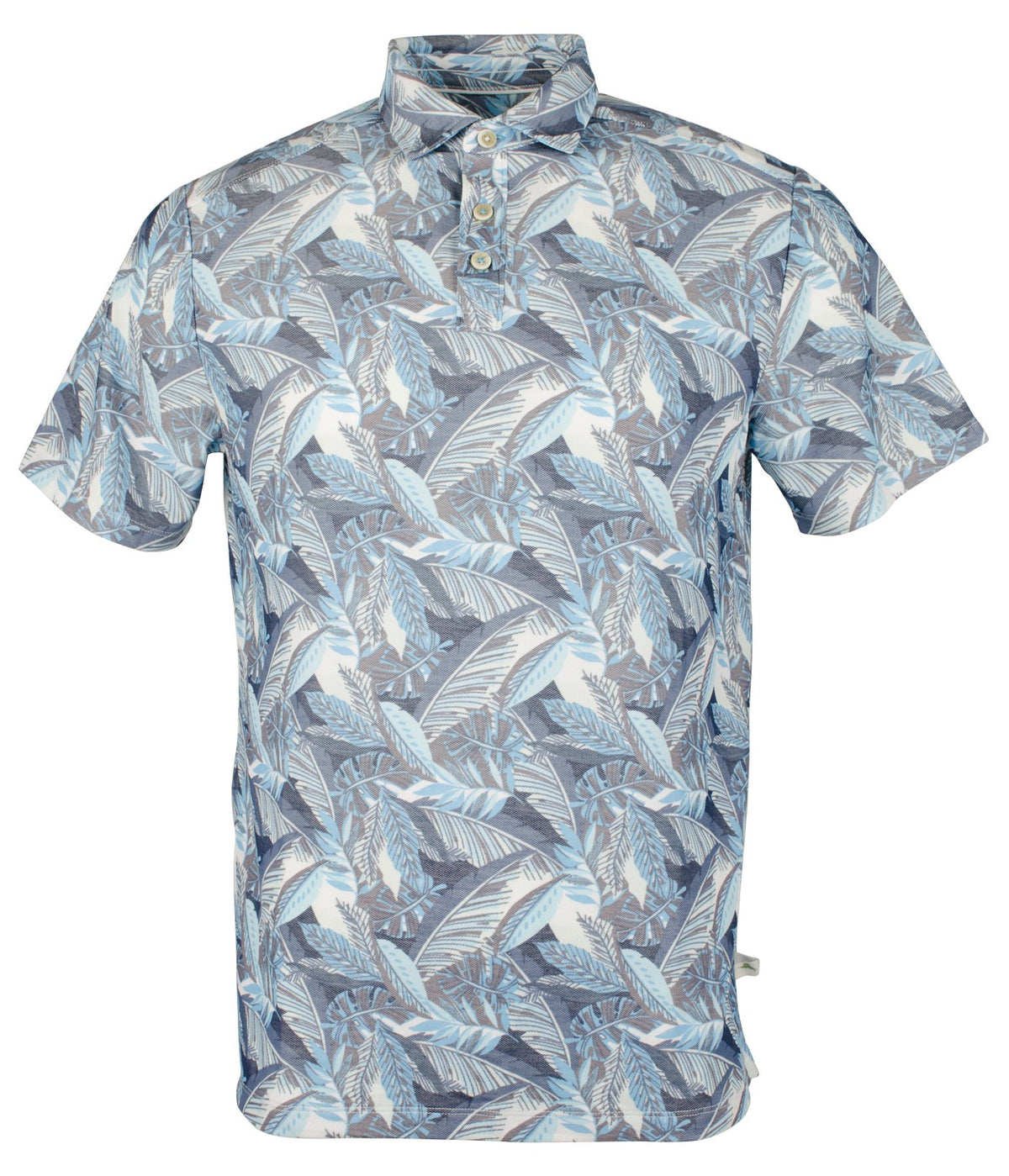 Polo Tommy Bahama Jungle Bay de manga corta para hombre, talla pequeña, Mar Caspio