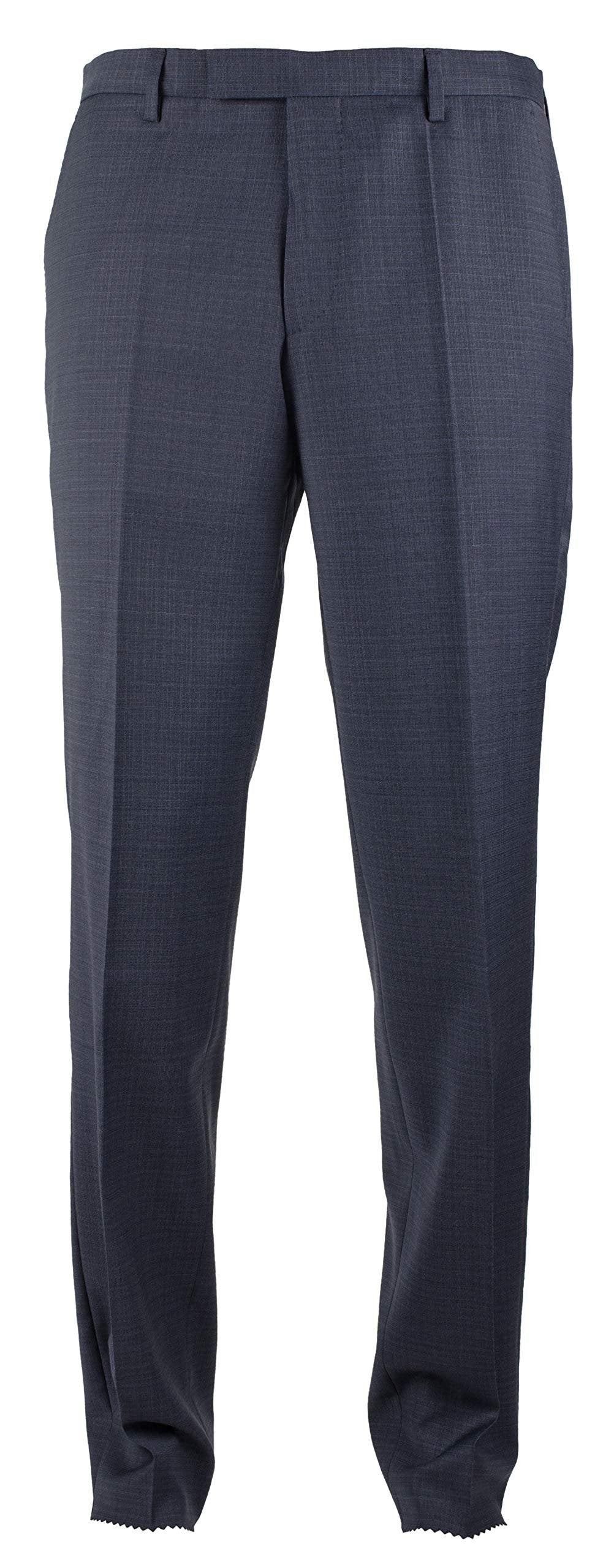 Hugo Boss Men's Leenon1 Flat Front Wool Unhemmed Dress Pants DB 32R Dark Blue