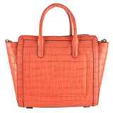 Lauren Ralph Lauren Women's Embossed Tyler Leather Medium Tote Orng OS