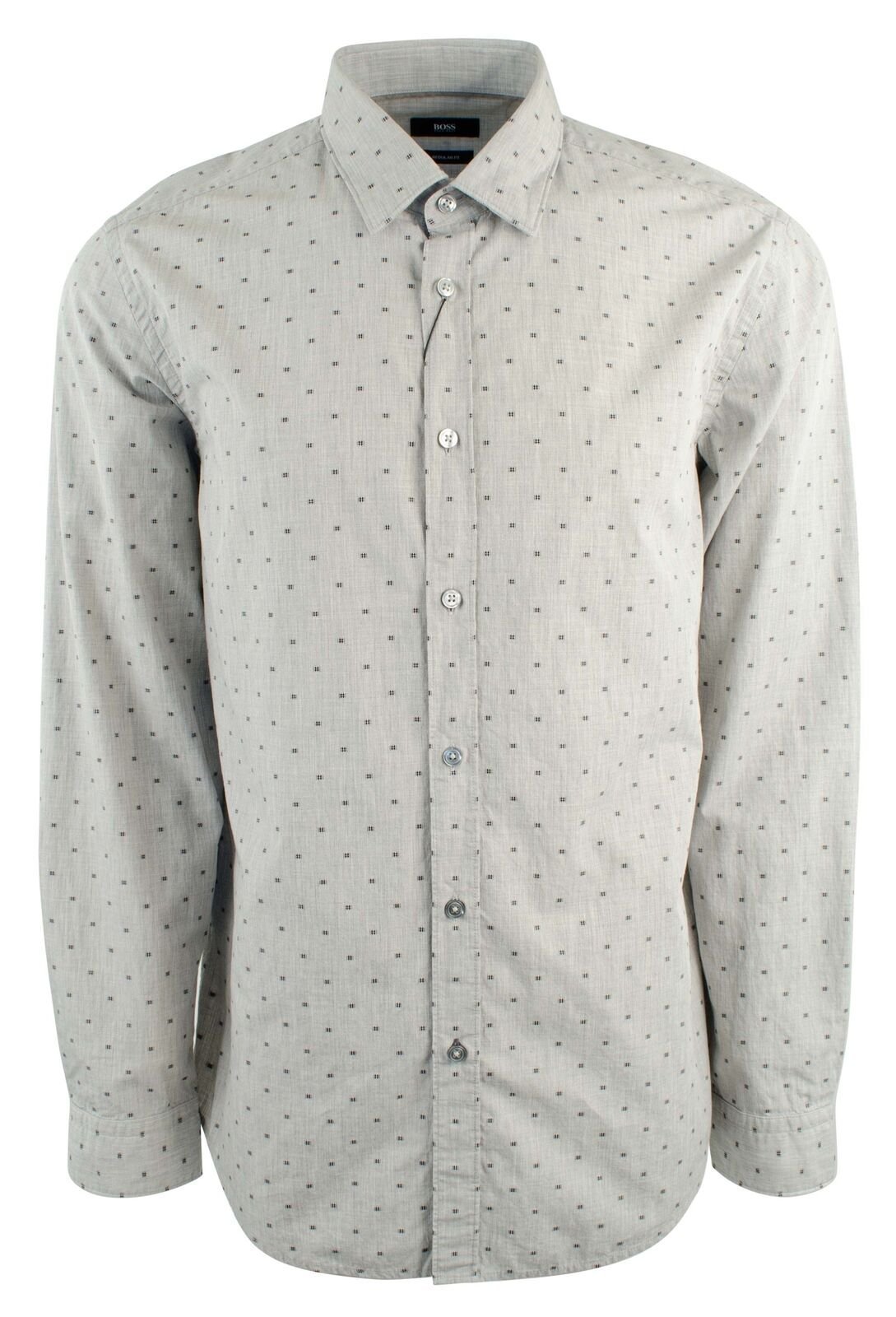 Hugo Boss Men's Regular Fit Button Down Shirt Medium Gray
