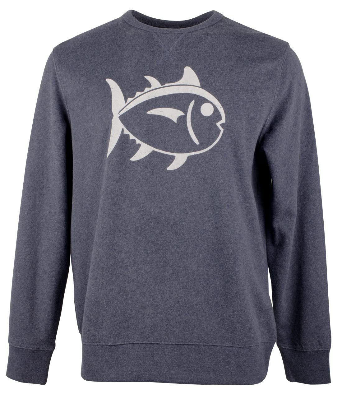 Southern Tide Men's Gameday Upper Deck Long Sleeve Pullover Sweatshirt Heather Navy Medium