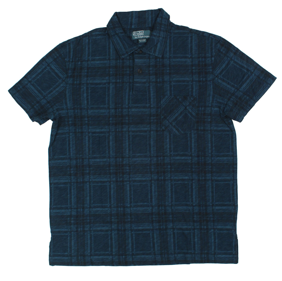 Polo Ralph Lauren Men's Custom-Fit Plaid Hampton Polo, Indigo Pale, S