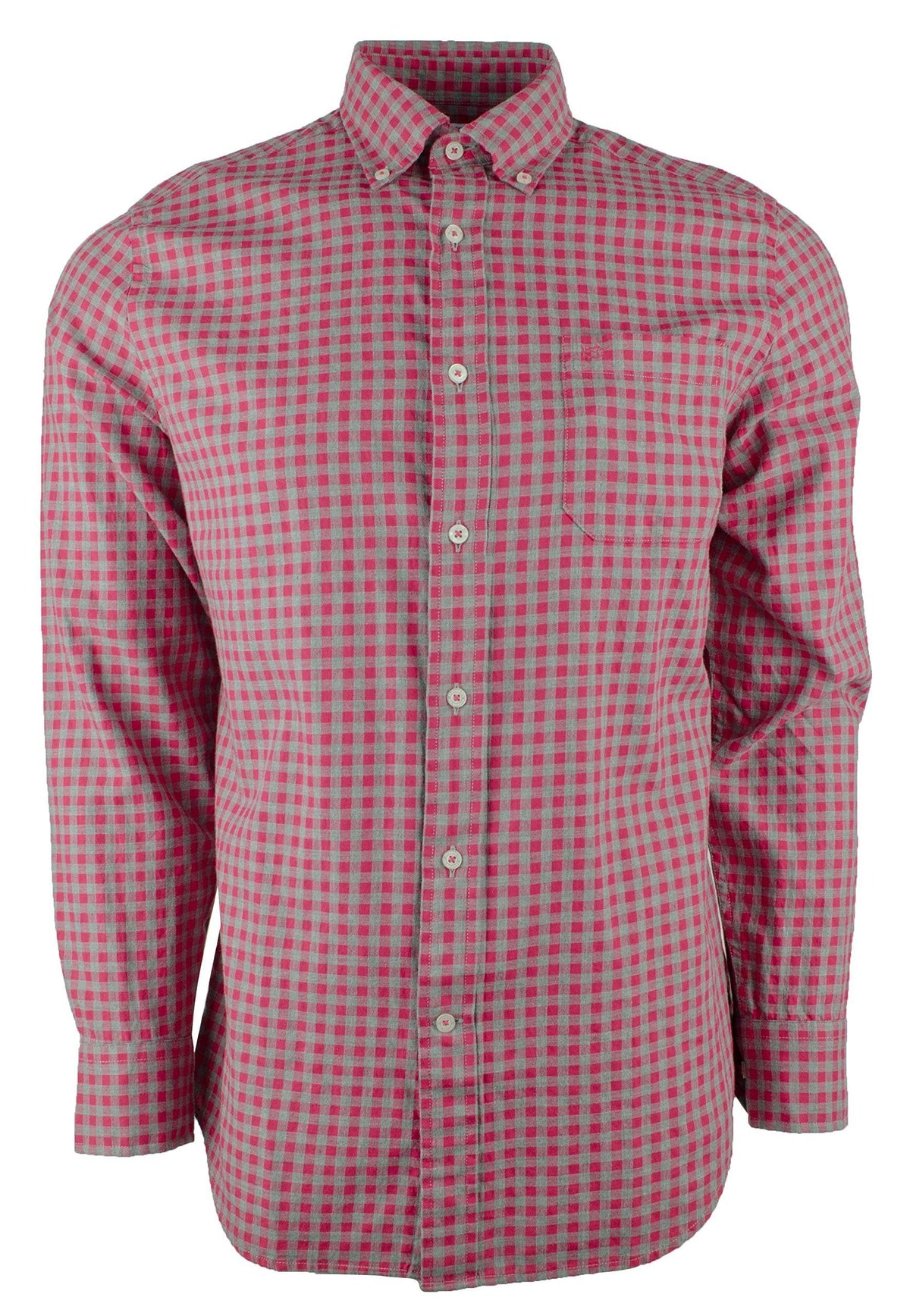 Men's Checkered Oxford Button Down Shirt-S-S Sangria