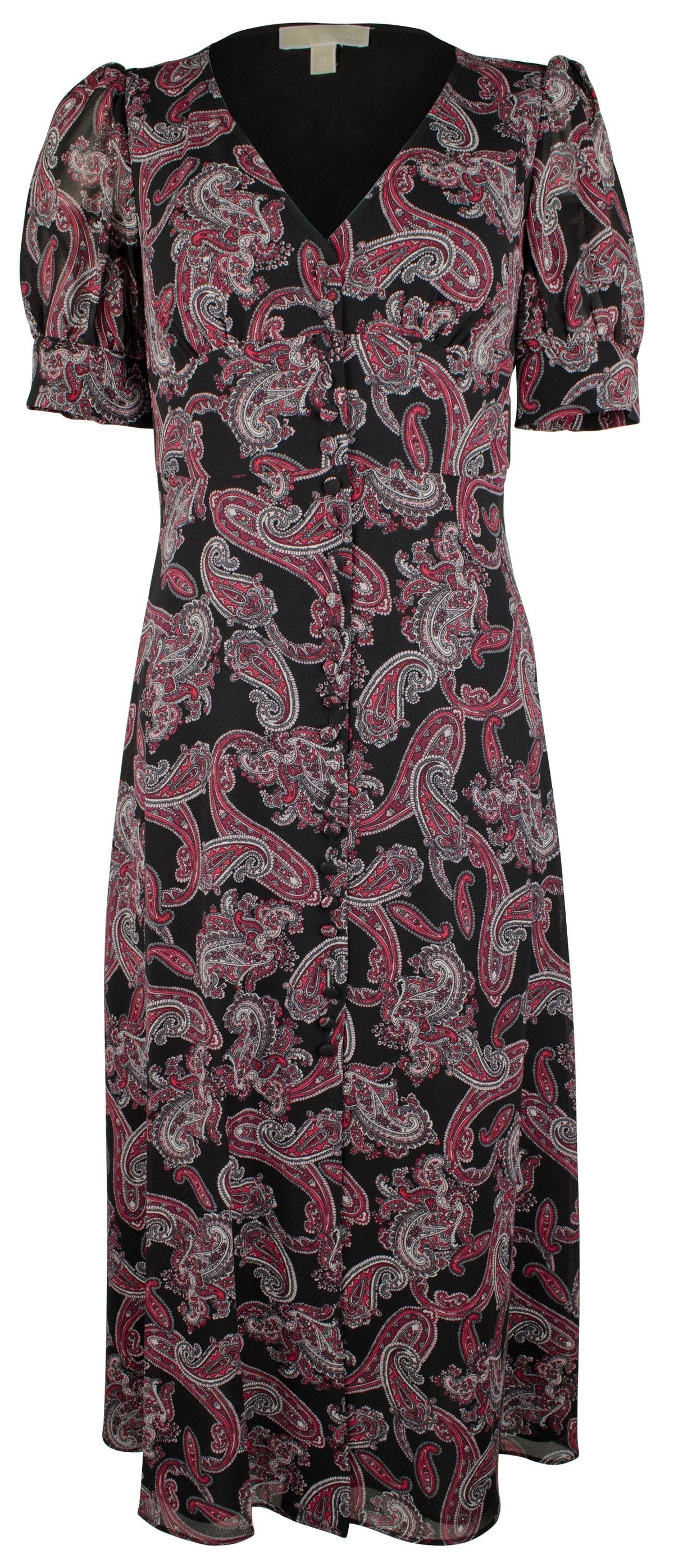 Michael Kors Women's V-neck Short Sleeve Dress Multicolor XS