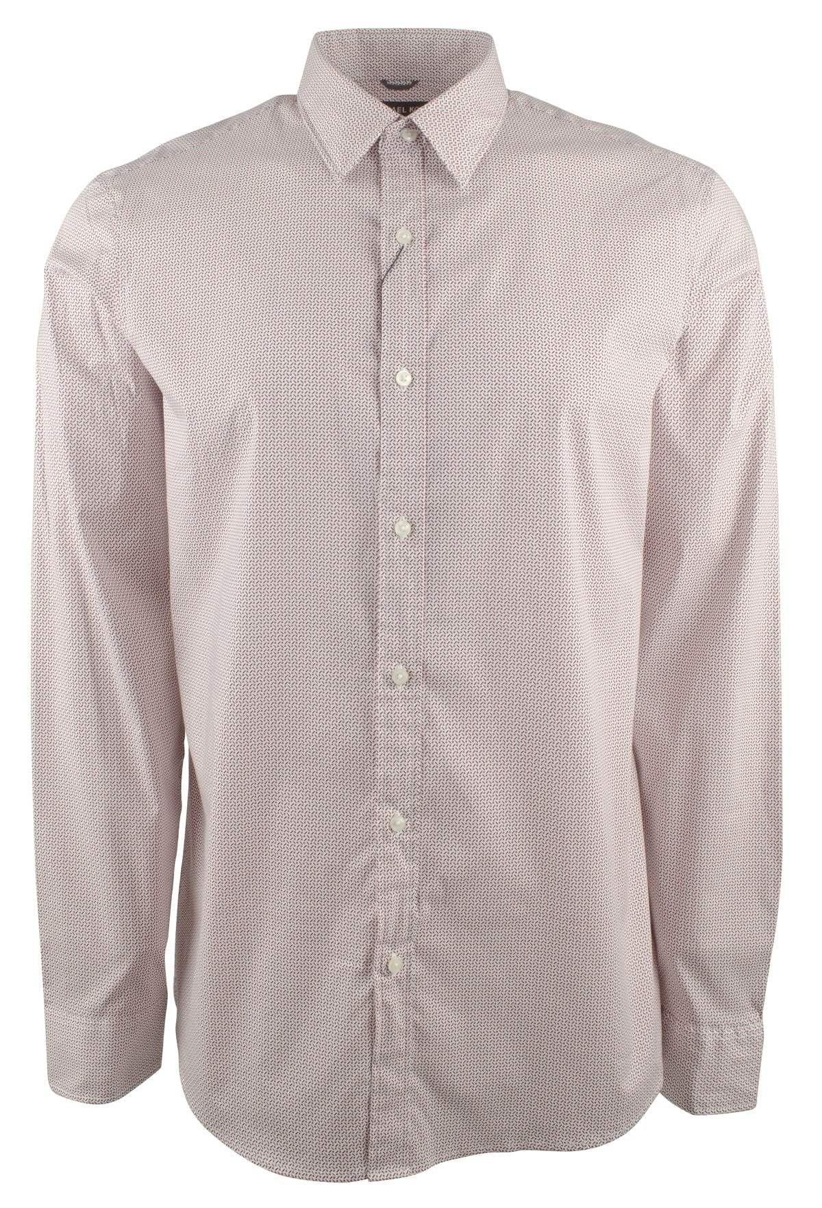 Michael Kors Men's Printed Trim Stretch Long Sleeve Shirt WR XL Winter Red