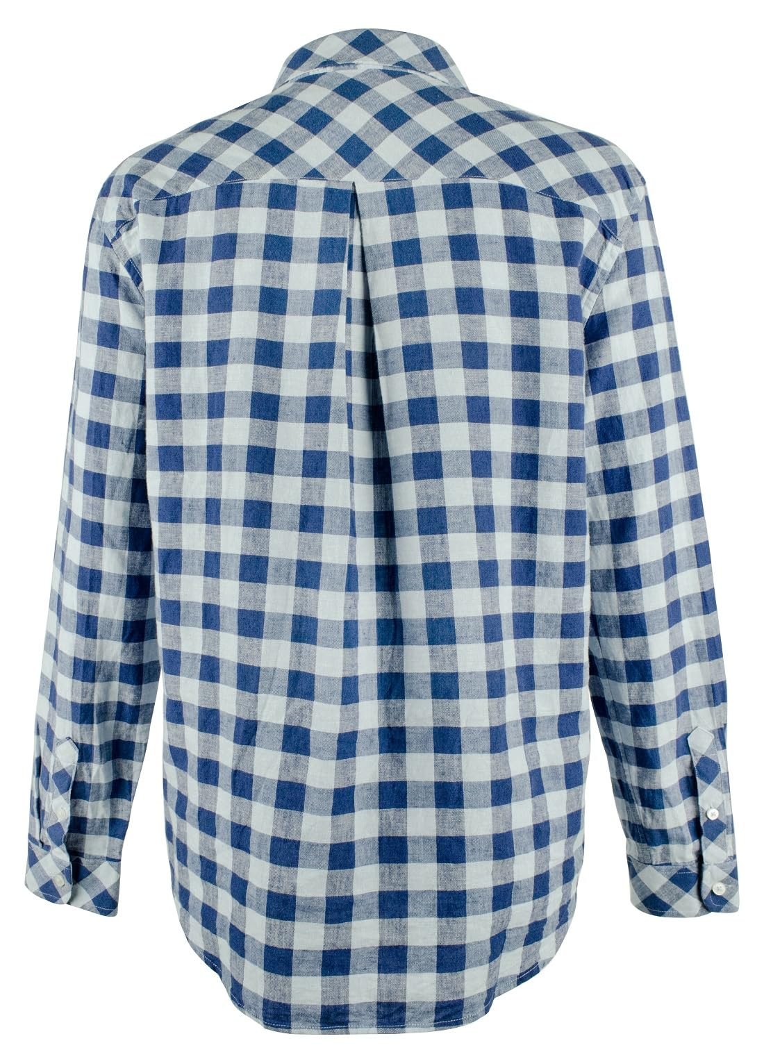 Women's Plaid Popover Linen Blend Shirt FB Large