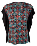 Women's Nui Tile Matte Jersey Rib Trim Top-TB-XS