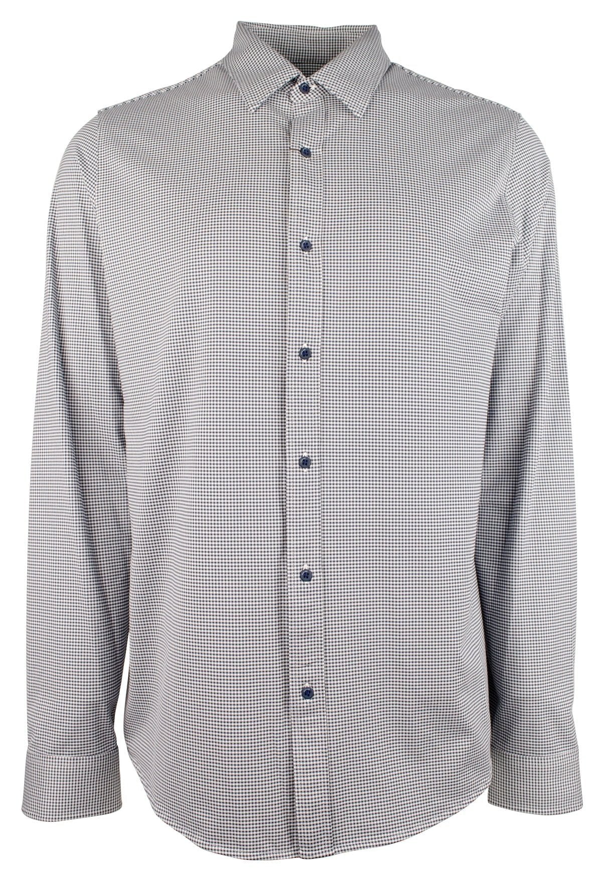 Michael Kors Men's Stretch Gingham Slim Fit Long Sleeve Shirt Blck XX-Large Black