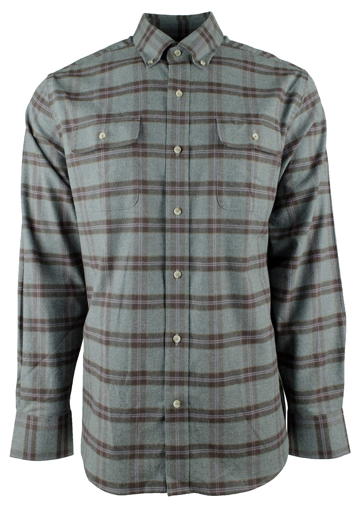 Men's Stretch Plaid Button Down Shirt-J-Large