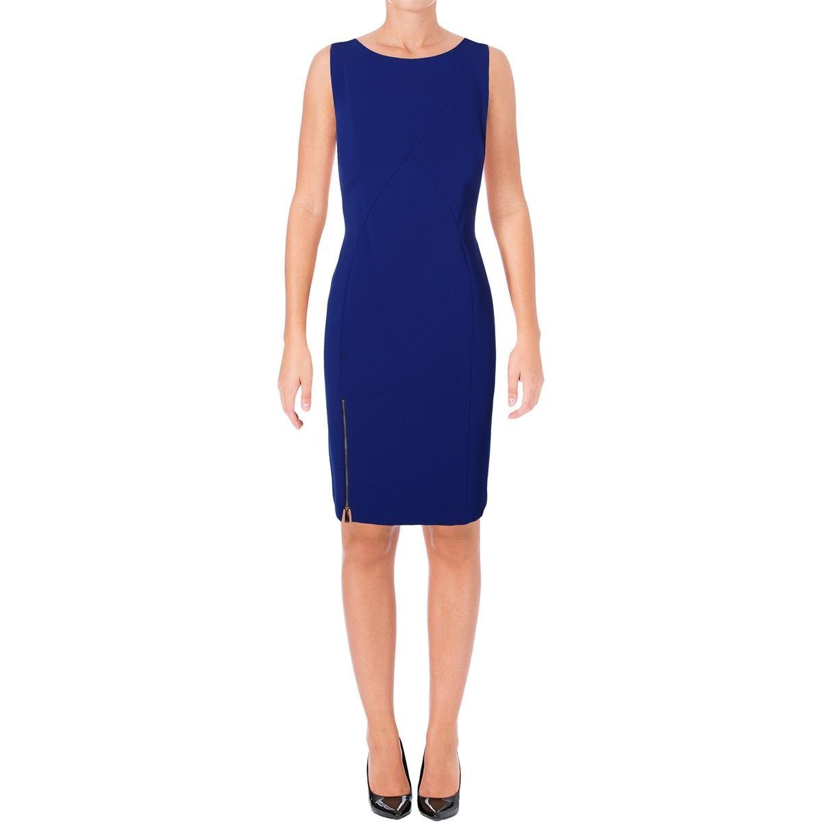 Lauren Ralph Lauren Women's Front Zipper Slit Paneled Sheath Dress