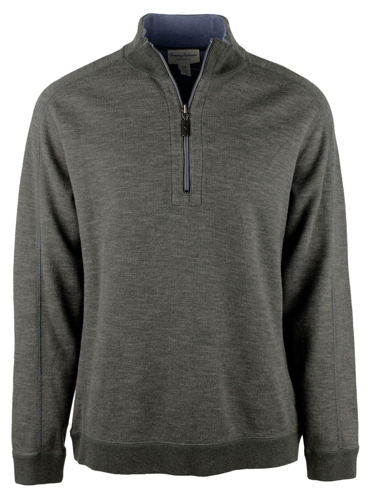 Tommy Bahama Erkek Büyük ve Uzun Flipsider Yarım Fermuarlı Çift Taraflı Uzun Kollu Sweatshirt 3XLT