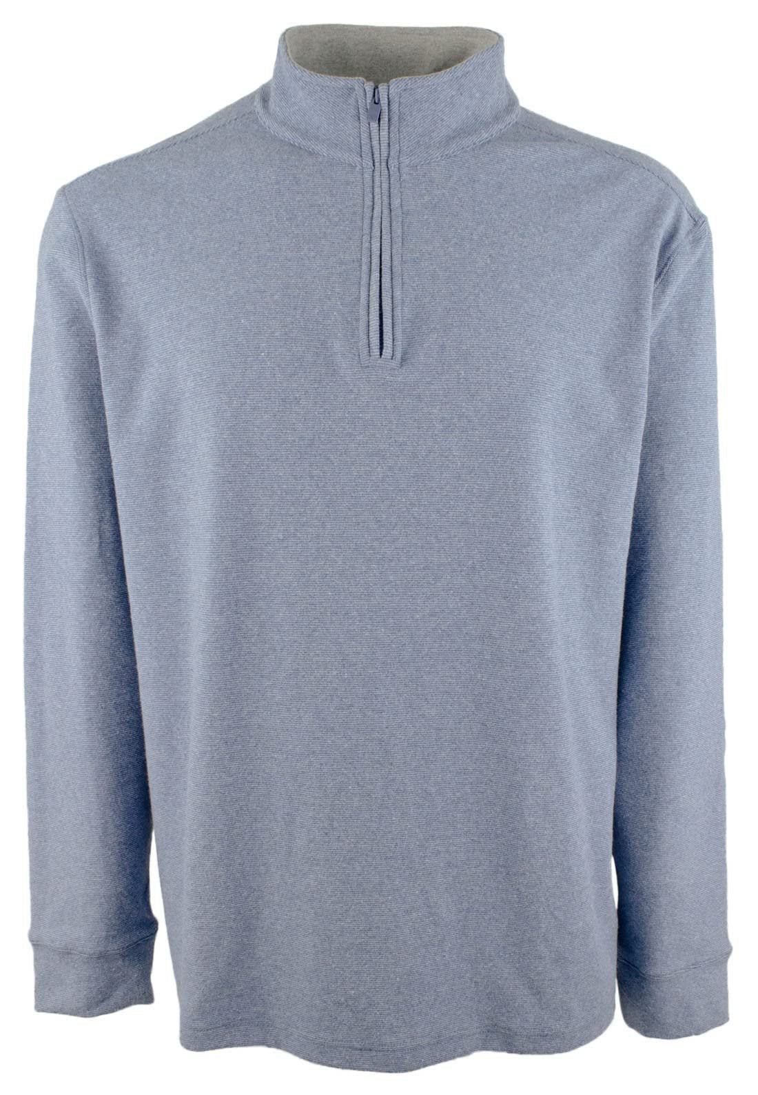 Southern Tide Erkek Backrush Mikro Şeritli 1/4 Fermuarlı Kazak Heather Seven Seas Mavi 2XL