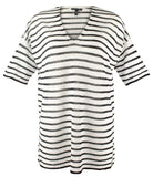 Eileen Fisher Women's Striped V Neck Short Sleeve Sweater