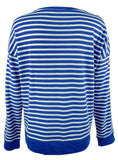 LAUREN RALPH LAUREN Women's Striped Buttoned-Sleeve Sweater-BLU-XL