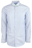 Men's Green Label C-Bustai Regular Fit Striped Dress Shirt-BW-L White/Blue