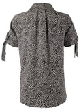 Michael Kors Women's Animal Print Grommet and Tie Sleeve Top-BW-XS