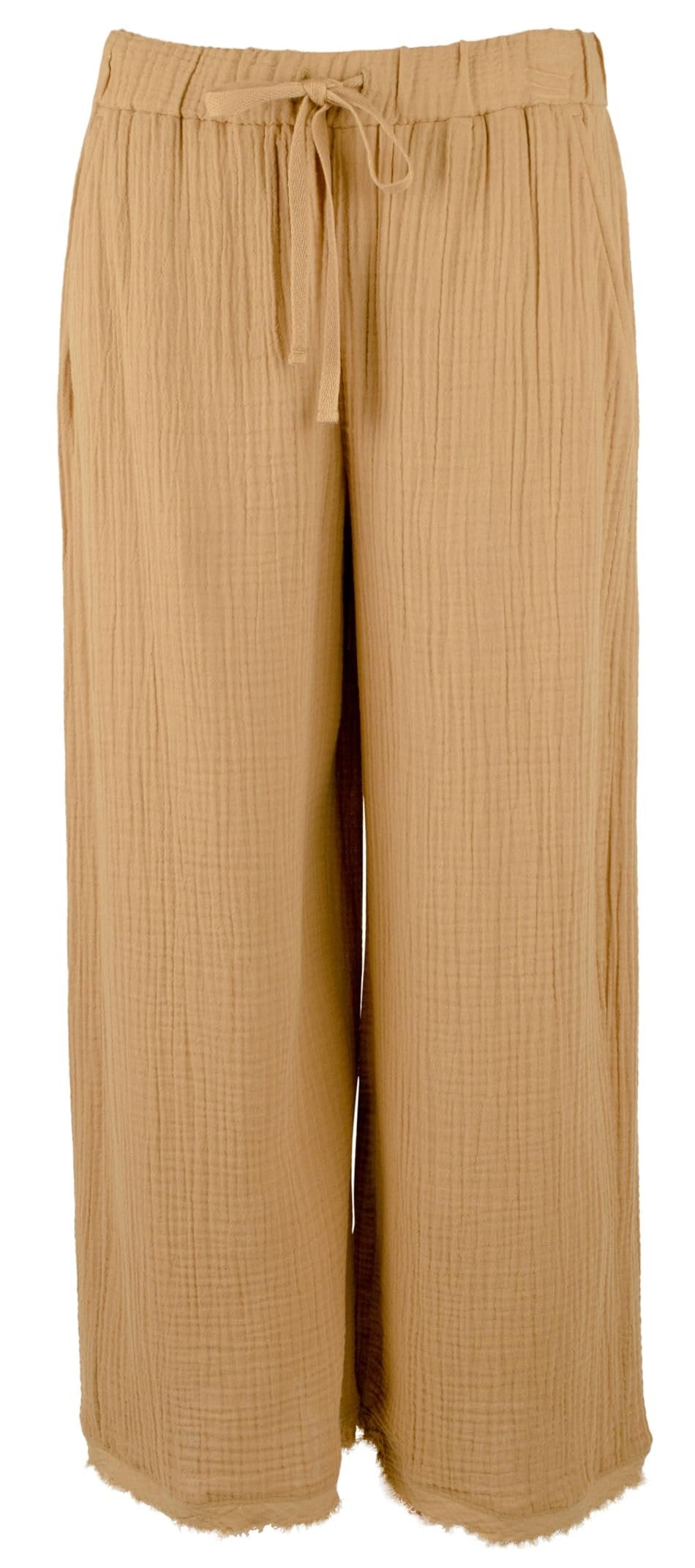 Eileen Fisher Women's Organic Cotton Gauze Wide Leg Cropped Pants Chtnt X-Small Chestnut