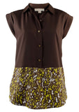 Michael Kors Women's Colorblock Print Blouse Top ALW L