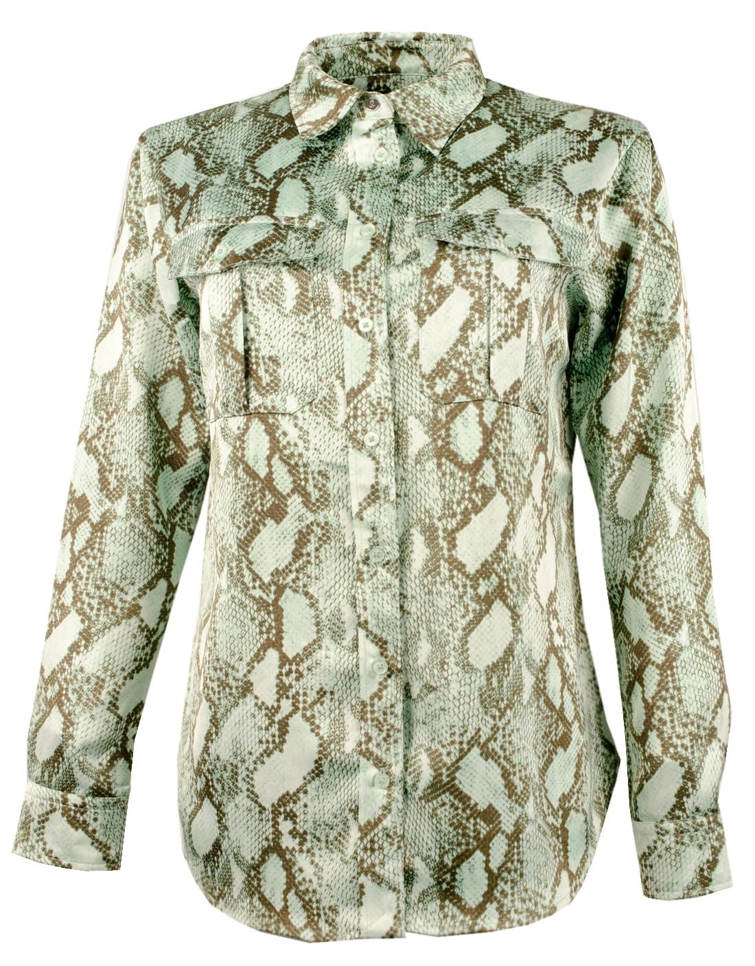Ralph Lauren Lauren Women's Plus Size Snakeskin Print Long Sleeve Blouse Shirt 2X