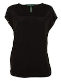 Ralph Lauren Women's Plus Size Cap-Sleeve Illusion Top Blouse B 3X Black